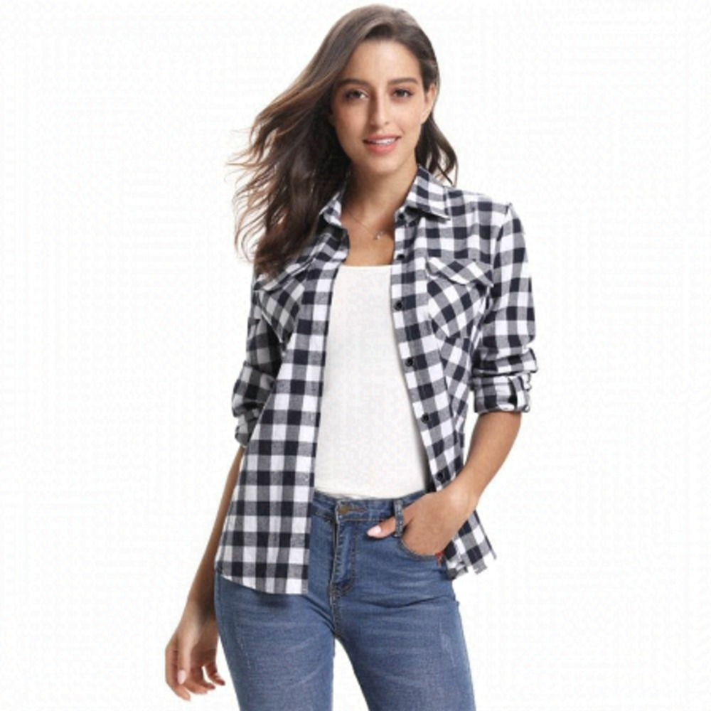 ⭐️nwt Abollria Blouses Tops Roll up Long Sleeve Plaid Button Down Casual Shirt⭐️